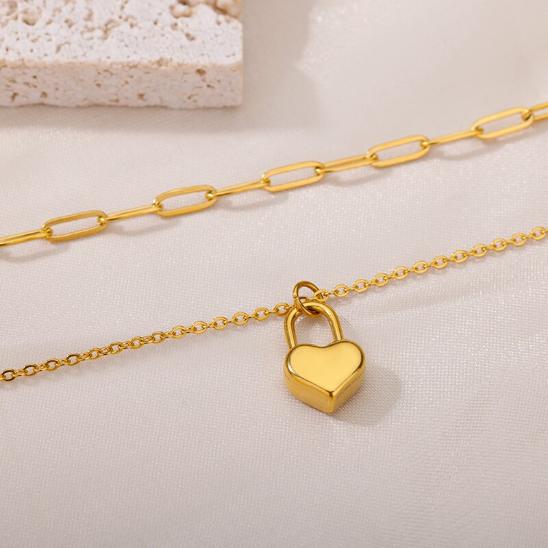 Stainless Steel Heart Pendant Necklace For Women Fashion Simple Girls Lucky Chain Gifts Party Jewelry Dropshipping