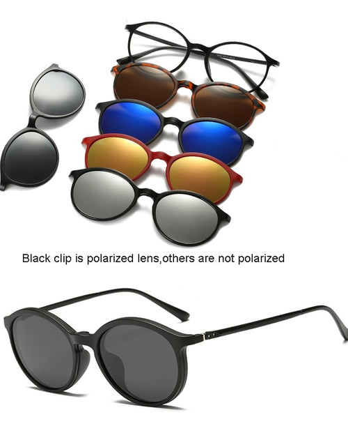 Load image into Gallery viewer, 6 In 1 Custom Men Women Polarized Optical Magnetic Sunglasses Clip Magnet Clip on Sunglasses Polaroid Clip on Sun Glasses Frame
