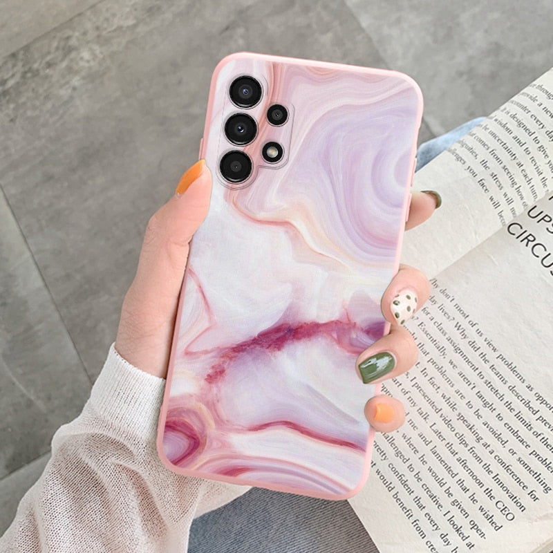 Marble Pattern Phone Case For Samsung Galaxy A13 5G A 13 4G Protective Cover Case Pink Silicone Soft Funda For Samsung A13 Coque