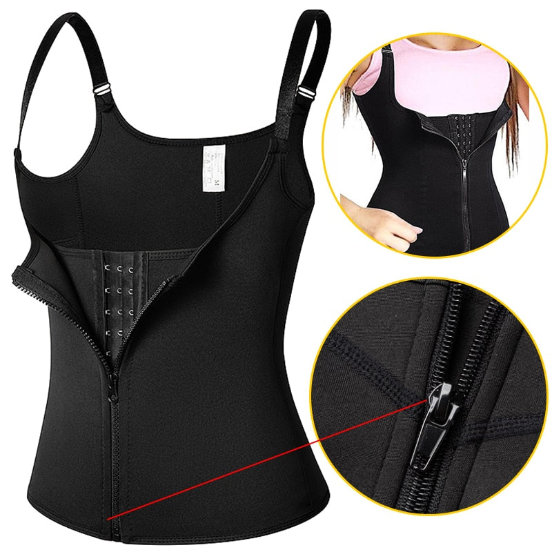 Waist Trainer Body Shaper for Women Plus Size 2 Straps Steel Bones Workout Sauna Trimmer Neoprene Slimming Exercise Corset Tops