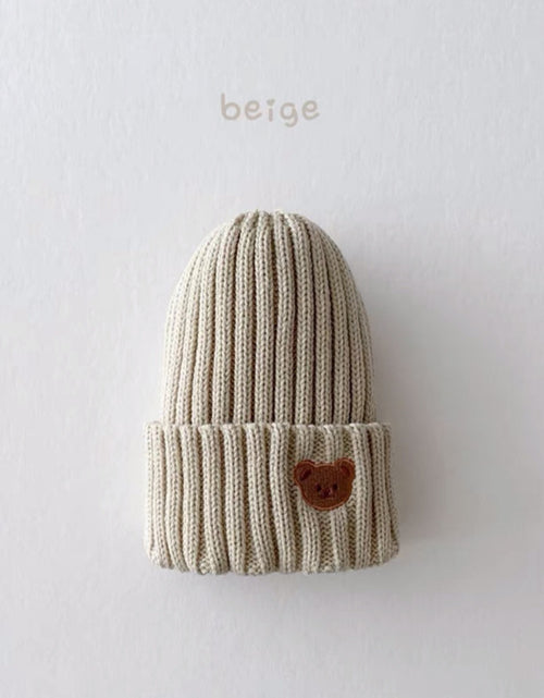 Load image into Gallery viewer, 2023 Korea Spring Autumn Kids boys Hat Candy Color Baby Boys Knit Hat Baby Girls Bear Head Embroidery Kids Knitted Hat
