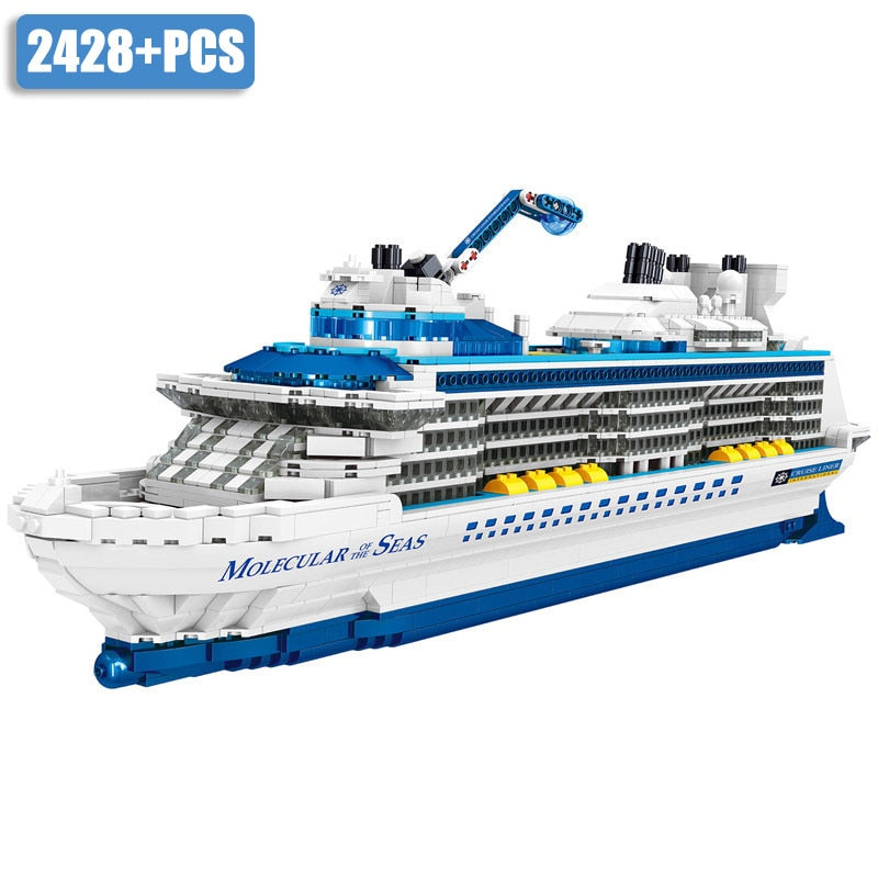 City 2428pcs Cruise Liner Mini Size Model Building Blocks Creative DIY Big Ship Ocean Liner White Boat Bricks Toys For Children