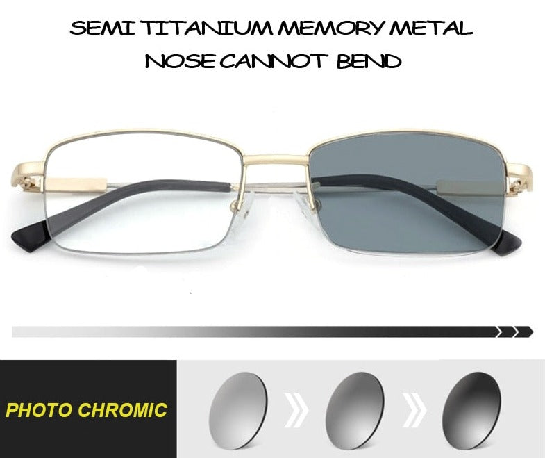 New Titanium Photochromeic Multifocal Reading Glasses Men Anti Blue Light  Progressive Multifocus Reading Glasses Women