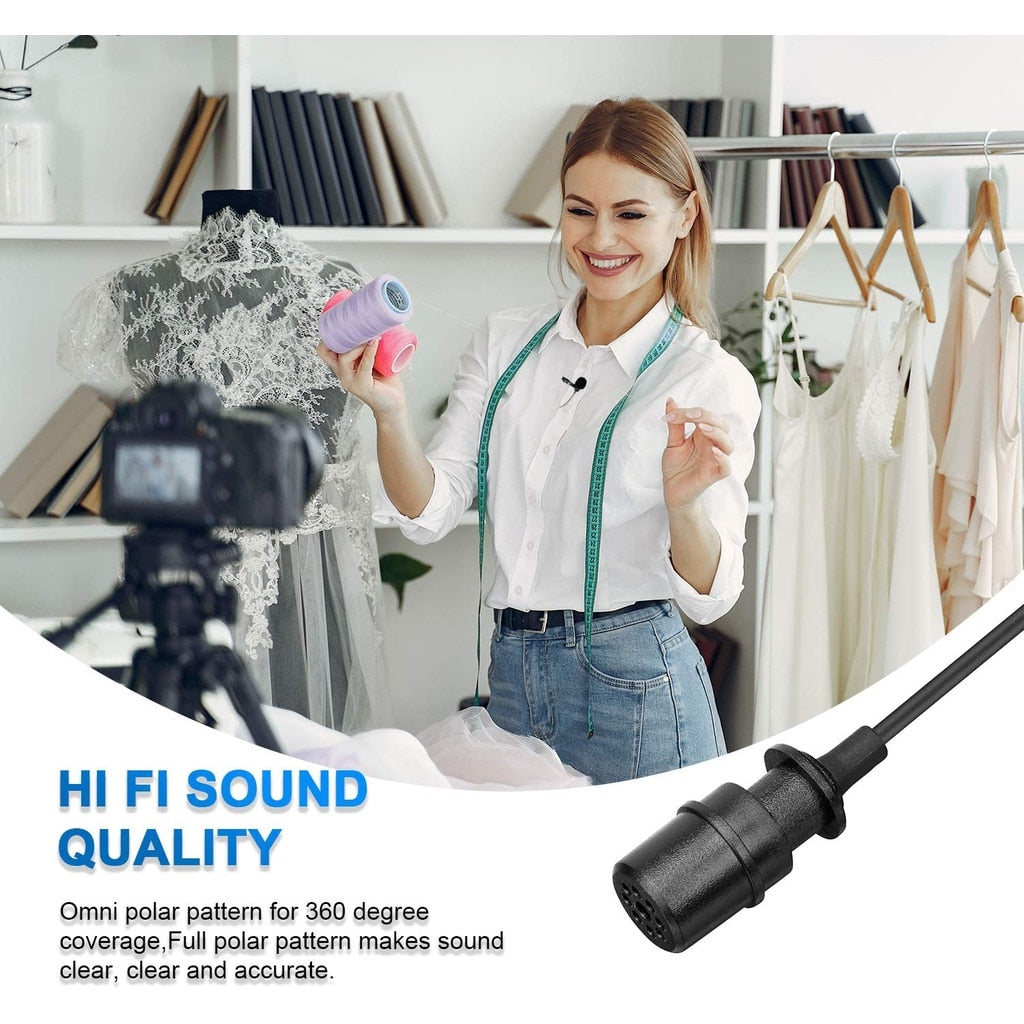 BY-M1 Condenser Lavalier Lapel Clip-on Microphone 3.5mm TRRS 6M Mic For PC iphone DSLR Camera YouTube Recording Streaming