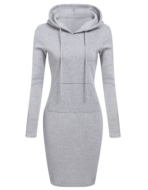 Load image into Gallery viewer, 2022 Spring Autumn Sweatshirt Long-Sleeved Dress Woman Clothing Hooded Collar Pocket Simple Casual Lady Dress Sweatshirt
