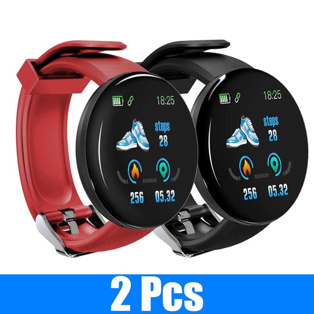 2Pcs D18 Smart Watch Men and women digital Watch Bluetooth Sports fitness tracker pedometer D18S smart watch for Android iOS