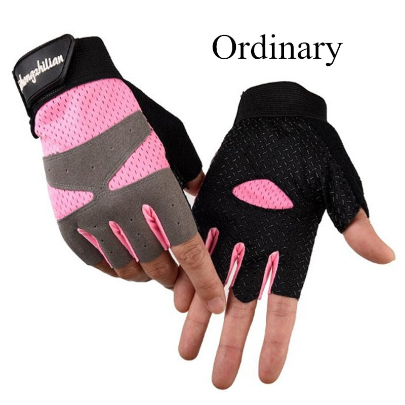 Women Cycling Sports Gloves Highway Mountain Bike Bicycle Thickening Anti-slip Shockproof Gel Pad Bicycle MTB Half Finger Glove