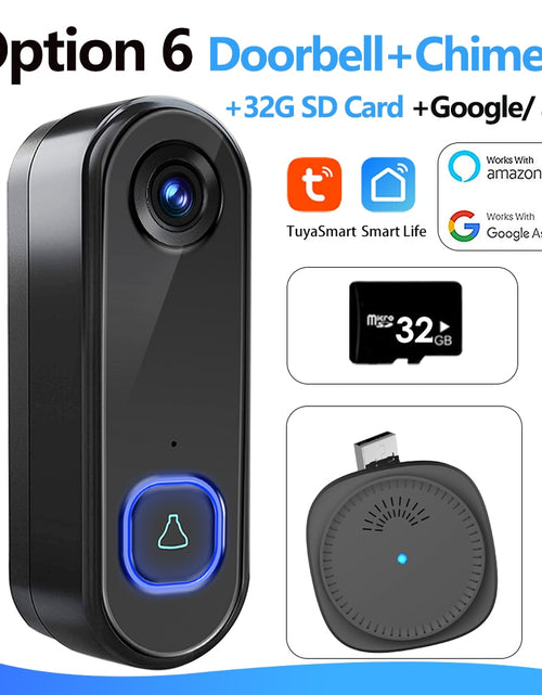 Load image into Gallery viewer, TUYA Video Doorbell WiFi  Wireless Outdoor Door Bell Camera AC DC Power 1080P Video Door Phone Waterproof IP65 Alexa Google Home
