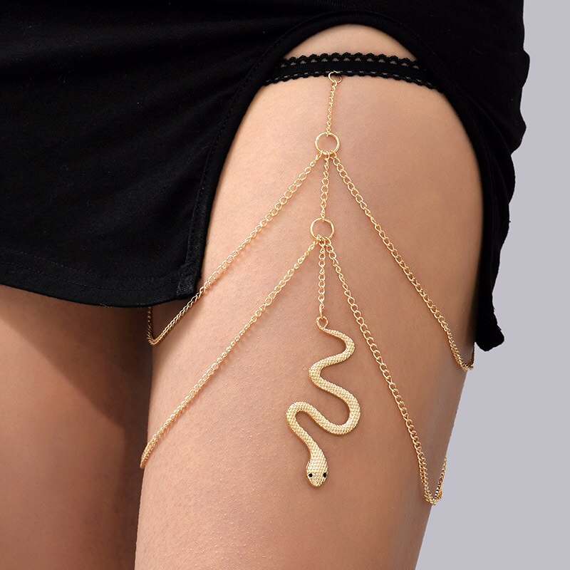 Multi-layer Metal Thigh Chain Sexy Imitation Pearl Leg Chain for Women Bohemian Style Body Chain Personality Leg Jewelry