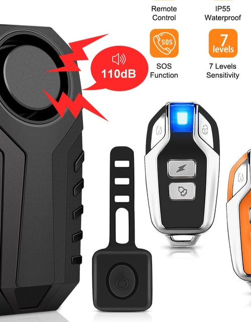 Load image into Gallery viewer, Wireless Bicycle Vibration Alarm IP55 Waterproof Motorcycle Alarm Remote Control Anti-theft Bike Detector Alarm System
