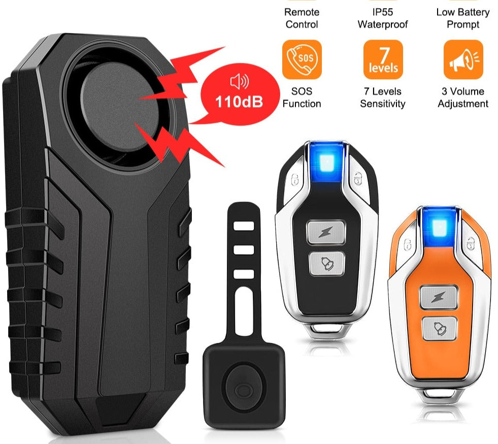 Wireless Bicycle Vibration Alarm IP55 Waterproof Motorcycle Alarm Remote Control Anti-theft Bike Detector Alarm System