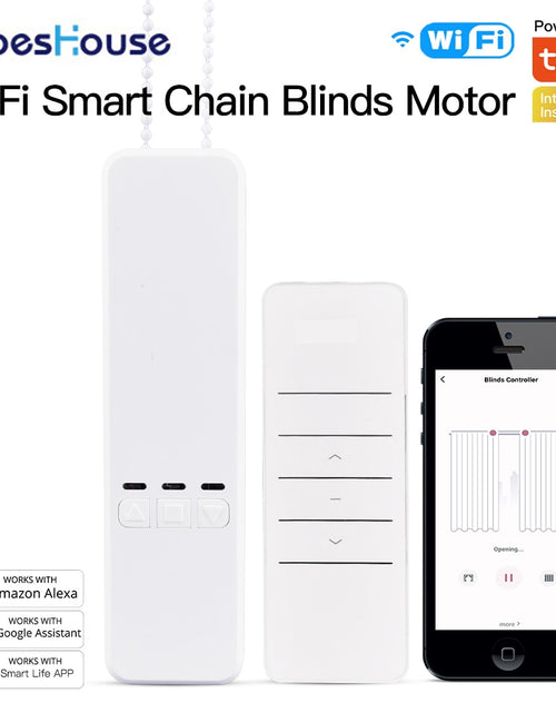 Load image into Gallery viewer, WiFi Motorized Chain Roller Blinds Shade Shutter Drive Electric Curtain Motor RF Remote Tuya Smart App Control Alexa/Google
