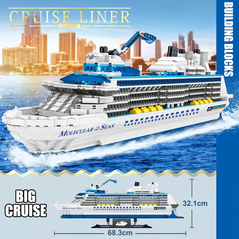 City 2428pcs Cruise Liner Mini Size Model Building Blocks Creative DIY Big Ship Ocean Liner White Boat Bricks Toys For Children