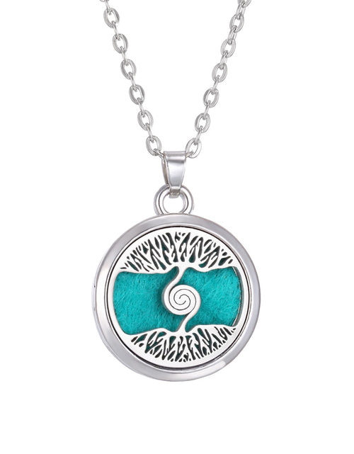 Load image into Gallery viewer, Tree of Life Aromatherapy Necklace Perfume Essential Oil Diffuser Open Stainless Steel  Locket Pendant Aroma Diffuser Necklace
