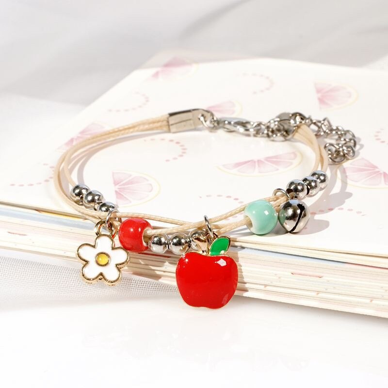 13 Colors Sweet Rabbit Paw Flower Strawberry Bracelets For Women Girl Lightweight Wristband Adjustable Multilayer Jewelry Gifts