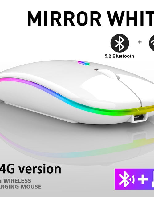 Load image into Gallery viewer, Rechargeable Bluetooth Wireless Mouse with 2.4GHz USB RGB 1600DPI Mouse for Computer Laptop Tablet PC Macbook Gaming Mouse Gamer
