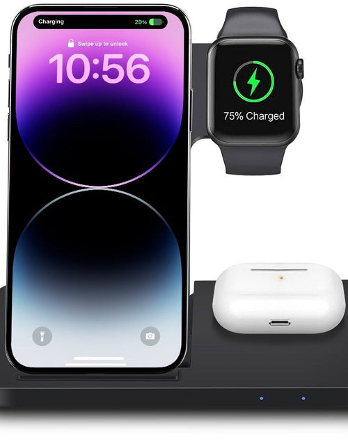 Load image into Gallery viewer, 15W Fast Wireless Charger Dock Station For iPhone 14 13 12 11 XS XR X 8 Apple Watch 8 7 6 SE 5 AirPods 3 Pro Charging Stand
