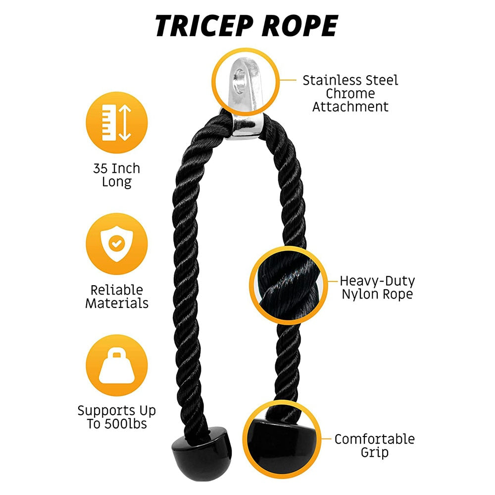 Gym Accessories Fitness Tricep Rope Cable Pull Down Rope Exercise Equipment Weights Handles Workout Muscle Training For Fitness