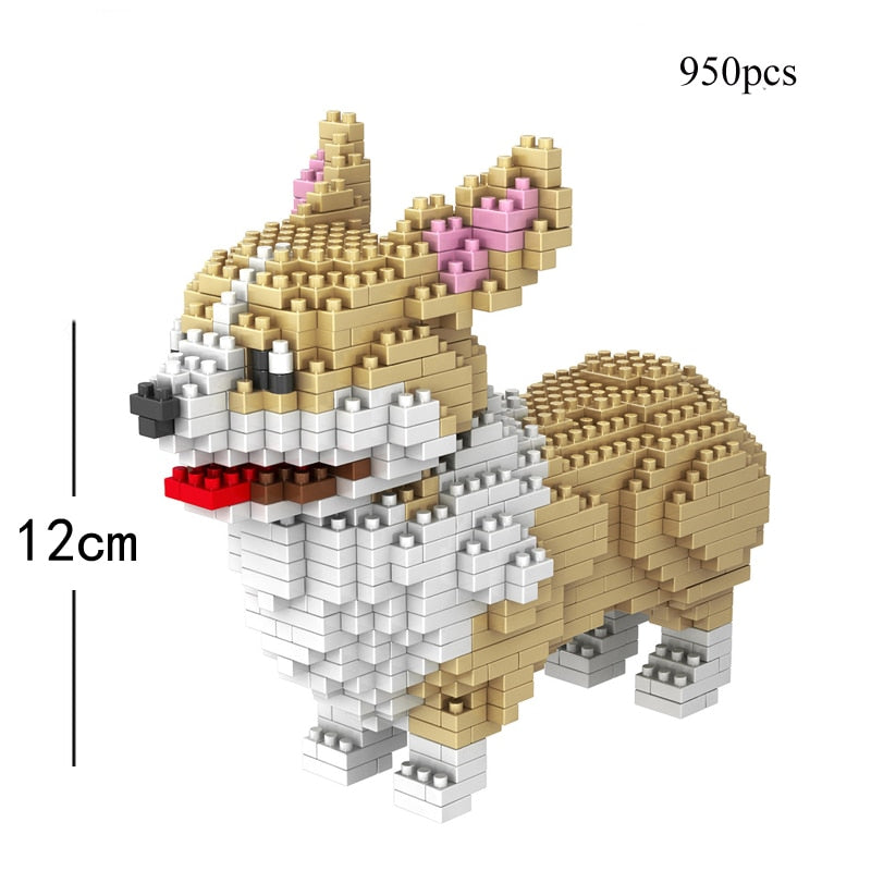 Dog Model Mini Building Block Toys Set for Kid Boy Girls Adult Beginner Teddy Hughes Corgi Collie Pet Style Bricks