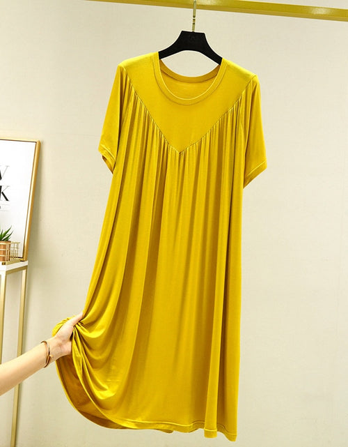 Load image into Gallery viewer, Modal Nightgown Women Cotton Clothes for Summer Loose Large Size Casual Short-sleeved Night Dress Pleated Thin Home Long Dress
