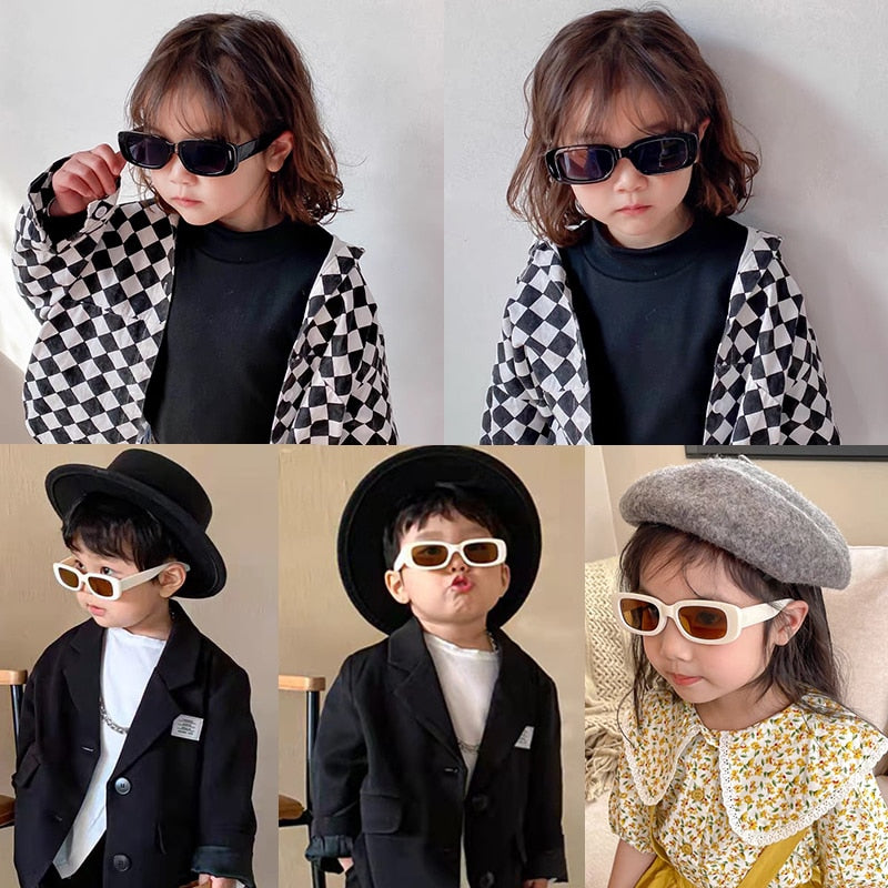 Children Cute Vintage Frosted Rectangle UV400 Sunglasses Outdoor Girls Boys Sweet Sunglasses Protection Classic Kids Sunglasses