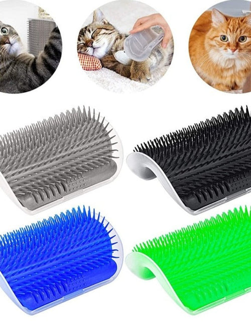 Load image into Gallery viewer, Cat Self Groomer With Catnip Soft Cats Wall Corner Massage Cat Comb Brush Rubs The Face With A Tickling Comb Pet Grooming Supply
