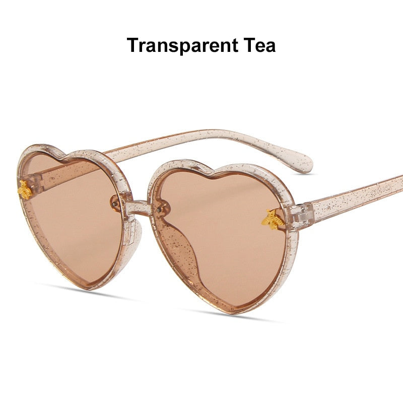 2023 Fashion Heart-Shape Sunglasses For Kids Retro Cute Pink Cartoon Sun Glasses Frame Girls Boys Baby Children Eyewear Goggles