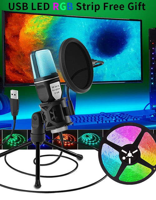 Load image into Gallery viewer, USB Microphone RGB Microfone Condensador Wire Gaming Mic for Podcast Recording Studio Streaming Laptop Desktop PC
