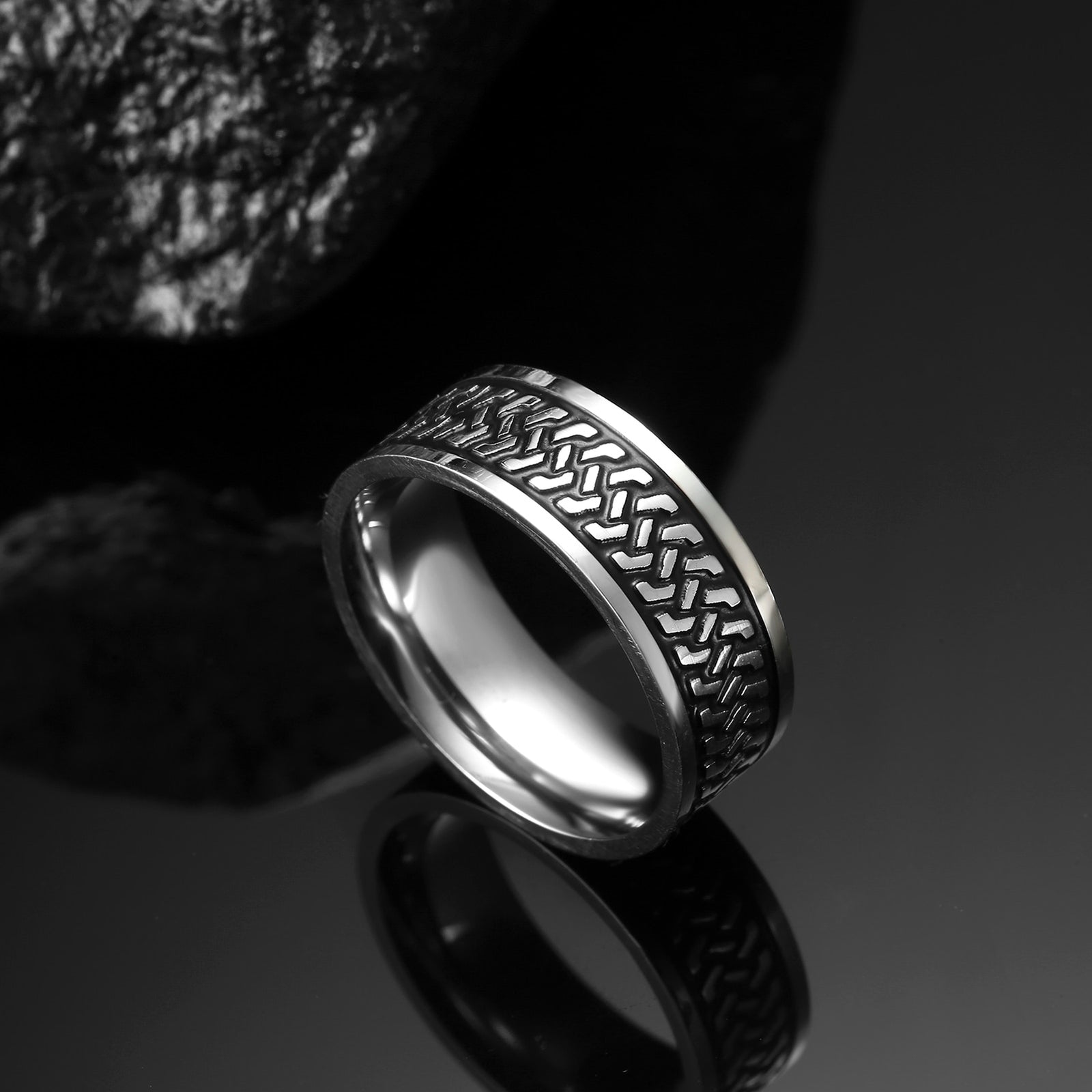 Stainless Steel Ring for Men Women 8MM Wide Geometric Casual Finger Rings 2023 Fashion Jewelry Wedding Gift for Lover