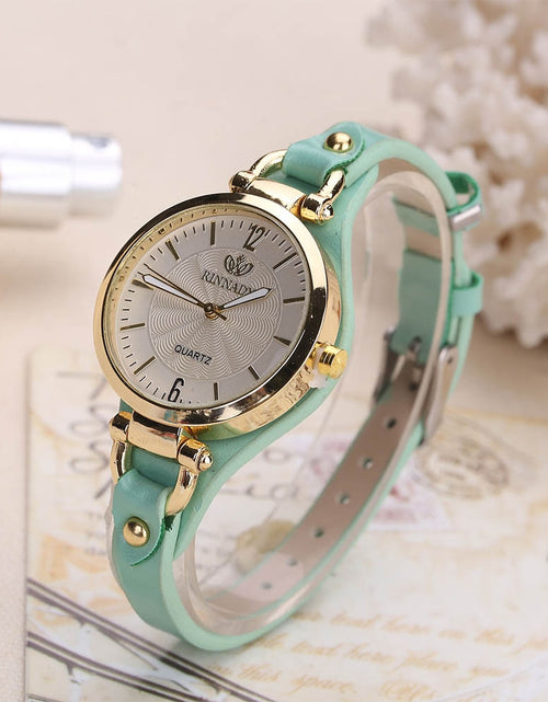 Load image into Gallery viewer, Women Casual Watches Round Dial Rivet PU Leather Strap Wristwatch Ladies Analog Quartz Watch Gifts Accessories
