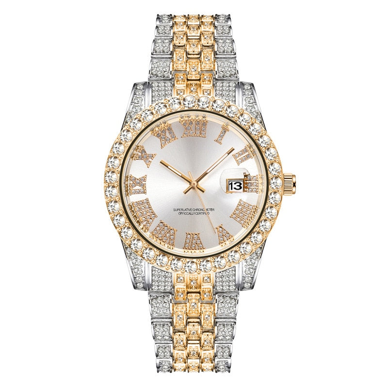 Diamond Men Women Watches Gold Watch Ladies Wrist Watch Luxury Rhinestone Unisex Bracelet Watches Female Clock Relogio Feminino