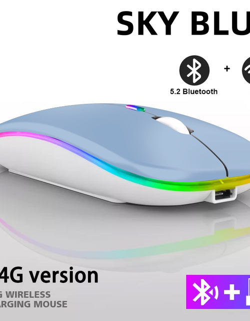 Load image into Gallery viewer, Rechargeable Bluetooth Wireless Mouse with 2.4GHz USB RGB 1600DPI Mouse for Computer Laptop Tablet PC Macbook Gaming Mouse Gamer
