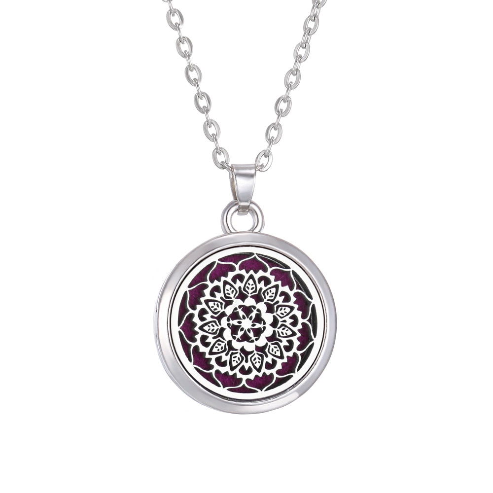 Tree of Life Aromatherapy Necklace Perfume Essential Oil Diffuser Open Stainless Steel  Locket Pendant Aroma Diffuser Necklace