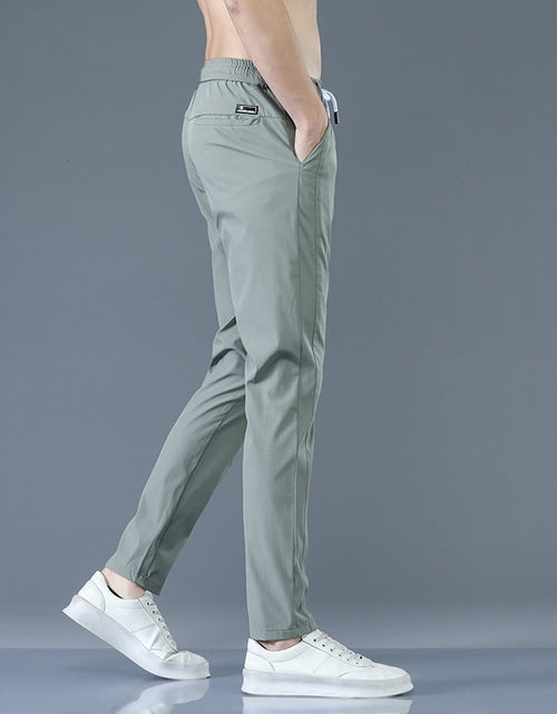 Load image into Gallery viewer, 2023 Men&#39;s Trousers Spring Summer New Thin Green Solid Color Fashion Pocket Applique Full Length Casual Work Pants Pantalon
