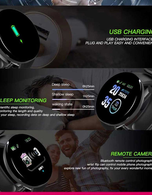 Load image into Gallery viewer, 2Pcs D18 Smart Watch Men and women digital Watch Bluetooth Sports fitness tracker pedometer D18S smart watch for Android iOS
