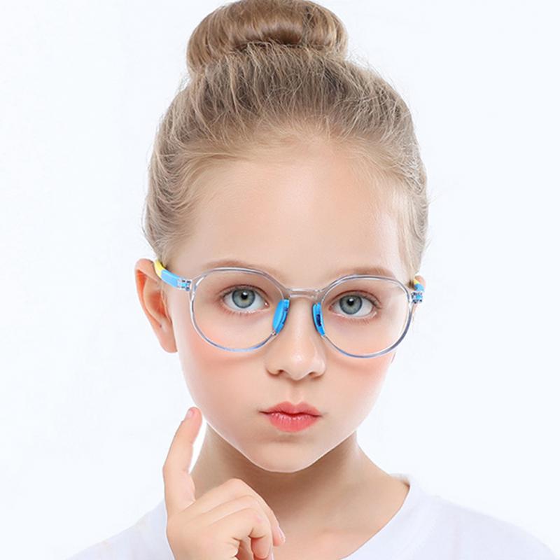 2022 TR90 Round Blue Light Kids Glasses Silicone Flexible Optical Frame Boys Girls Computer Transparent Blocking Eyeglasses