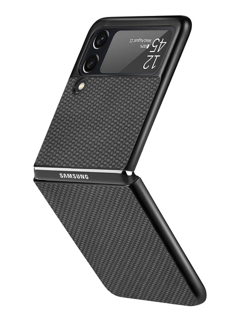 Load image into Gallery viewer, Luxury Carbon Fiber Slim Case for Samsung Galaxy Z Flip 3 4 5G Flip3 Flip4 Phone Protective Cover Coque for Samsung Z Flip 4
