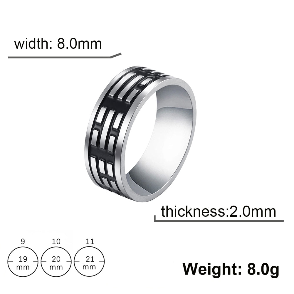 Stainless Steel Ring for Men Women 8MM Wide Geometric Casual Finger Rings 2023 Fashion Jewelry Wedding Gift for Lover