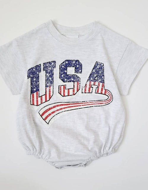 Load image into Gallery viewer, Baby Boys USA Print T-Shirt Romper Newborn Bebe Short Sleeve Sweatshirt Onesie Toddler Girls Romper 0-24M Jumpsuits 2023 Summer
