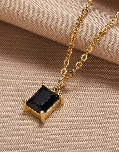 Load image into Gallery viewer, Korean Square Zircon Stone Pendant Necklaces  Color Stainless Steel Multicolor Crystal Necklaces Choker  collares para mujer
