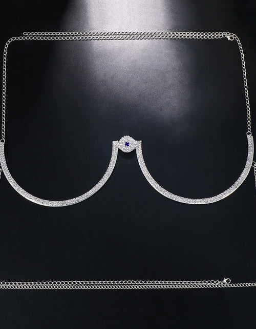 Load image into Gallery viewer, Demon Eye Chest Bracket Bra Necklace Bikini Body Jewelry Summer Beach Rhinestone Chest Chain Harness Festival Outfit
