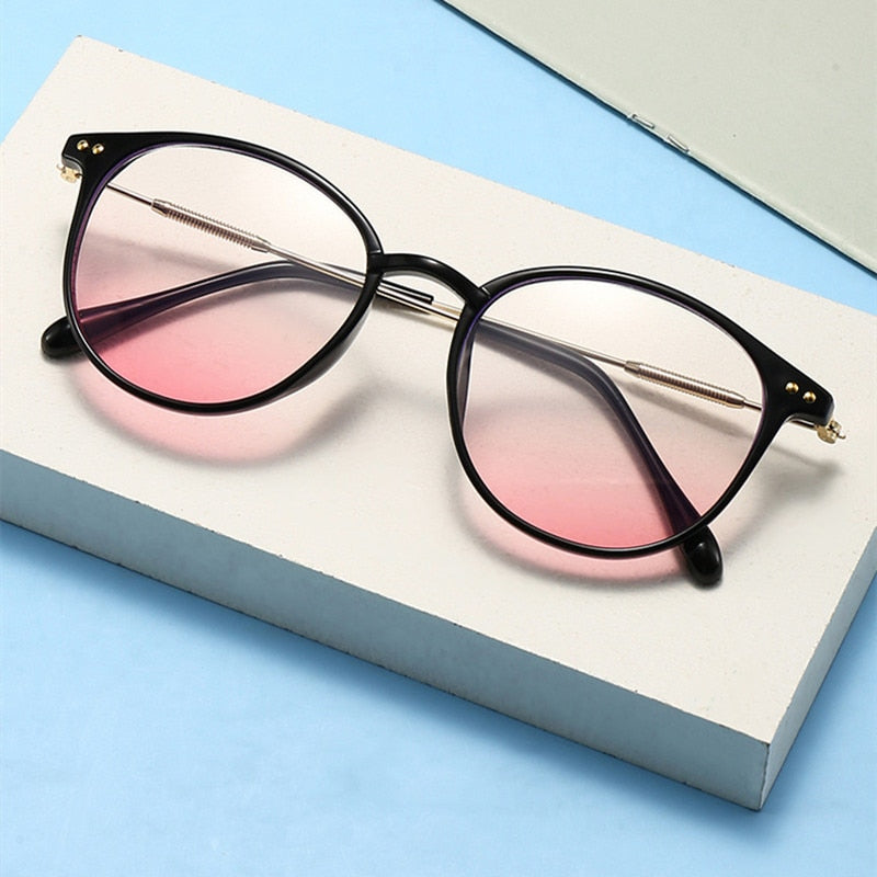 Ladies Round Finished Myopia Galsses Men Women Anti-blue Light Computer Eyewear New Fashion Special Lenses Optical Eyeglasses