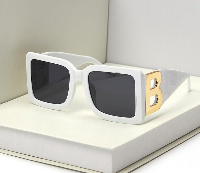 2023  Fashion Trendy Oversized  Square Frame Sunglasses Women Men The Letter B  Retro Rectangle Sunglasses Brand Designer