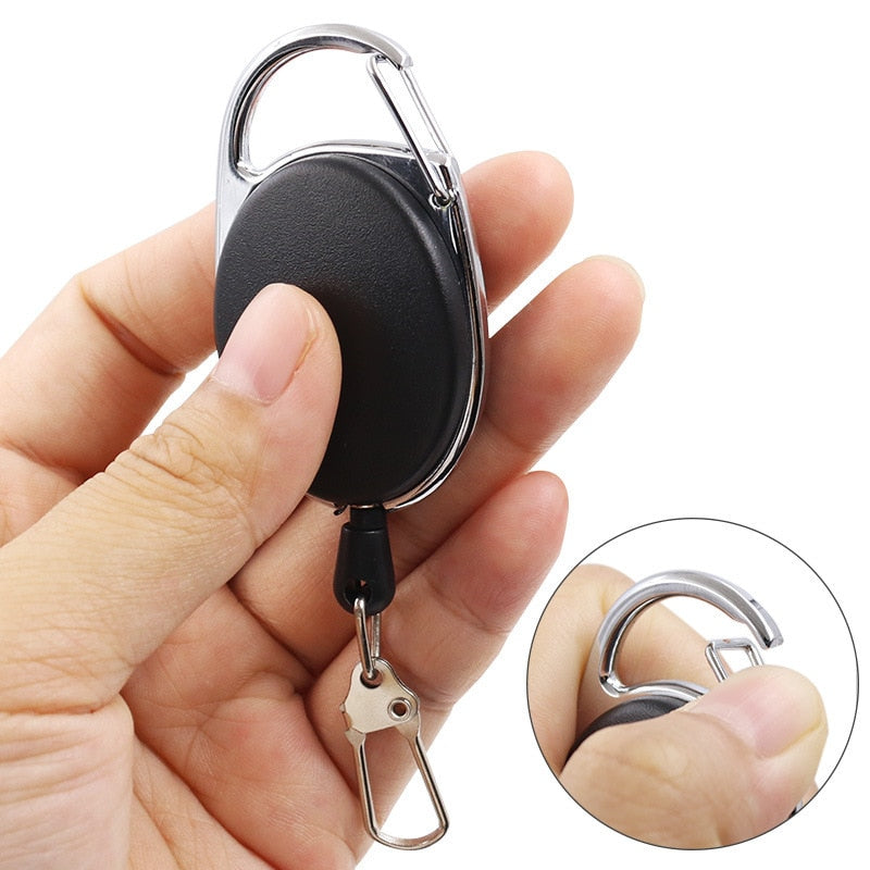 1-4pcs Retractable Key Chain Reel Badge Holder with Quick Release Spring Clip