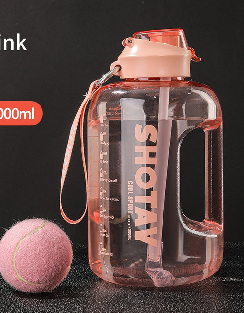 Load image into Gallery viewer, 2 Liter Water Bottle with Straw Large Portable Travel Bottles For Training Sport Fitness Cup with Time Scale FDA Free
