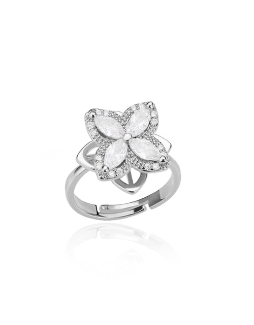 Load image into Gallery viewer, Spinner Zircon Heart Four Leaf Clover Rings For Women Stainless Steel Anti Stress Anxiety Fidget Ring Jewelry Christmas Gift
