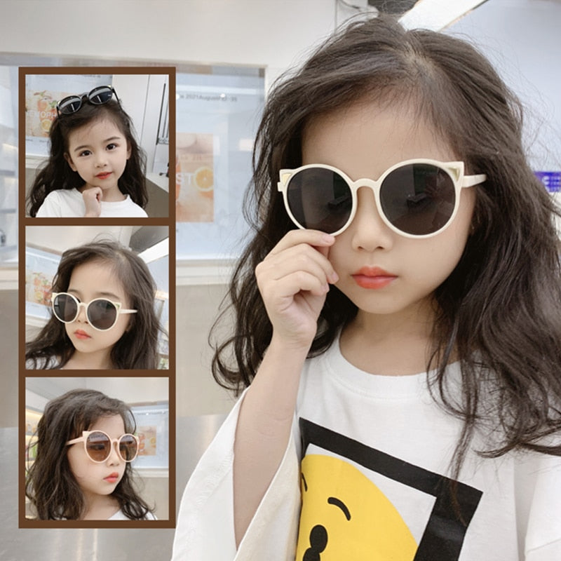 Girls Boys Cute Animal Cartoon Ears Sunglasses Outdoor Sun Protection Children Lovely Vintage Sunglasses Protection Classic Kids