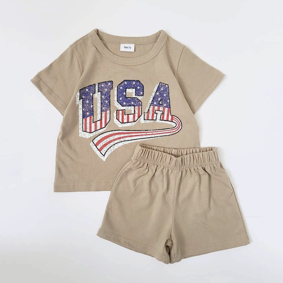 Baby Boys USA Print T-Shirt Romper Newborn Bebe Short Sleeve Sweatshirt Onesie Toddler Girls Romper 0-24M Jumpsuits 2023 Summer