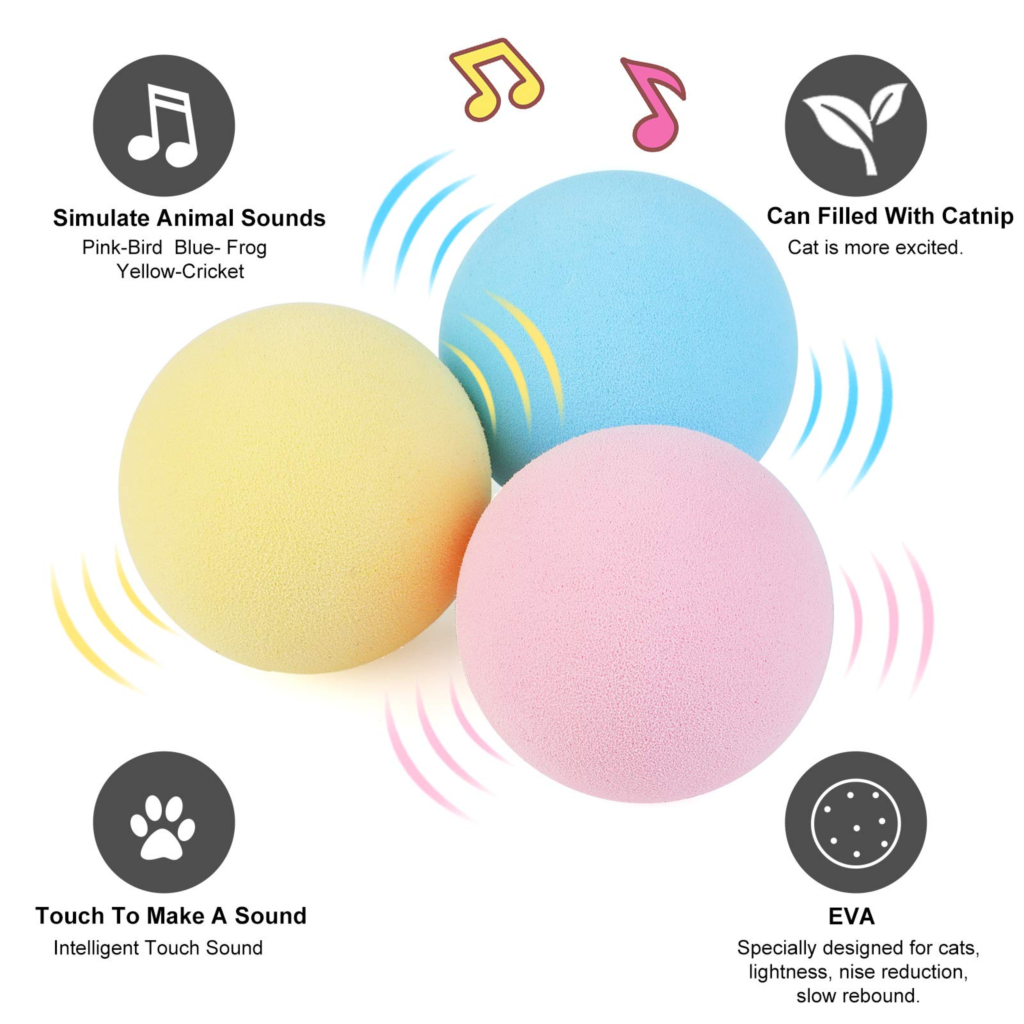 Smart Cat Toys Interactive Ball Smart Touch Bird Frog Cricket Sound Balls Pets Chewing Playing Toy Catnip Cat Training Supplies