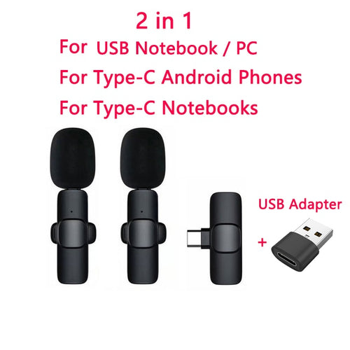 Load image into Gallery viewer, New Wireless Lavalier Microphone Portable Audio Video Recording Mini Mic for iPhone Android Live Broadcast Gaming Phone Mic
